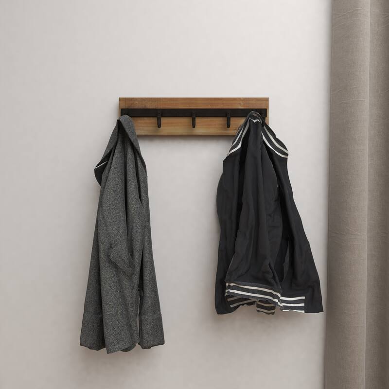 Gold Wooden 6 Hangers Wall Hook - 24 x 4 x 6