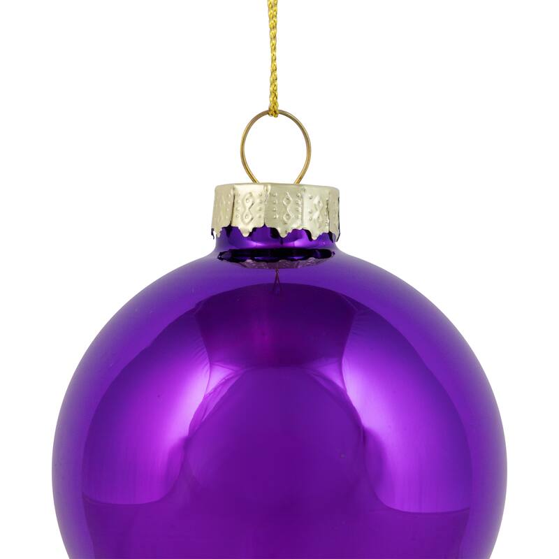 2-Finish Glass Ball Christmas Ornaments - 2.5" (60mm) - Grape Purple - 9ct