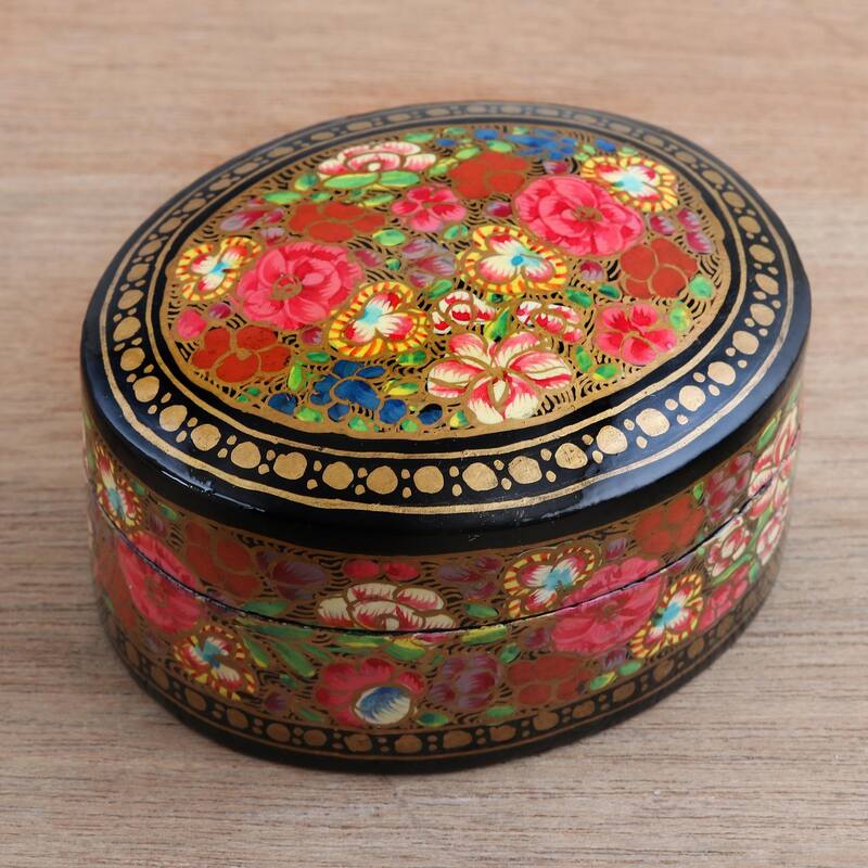 Novica Handmade Summer Bouquet Papier Mache And Wood Decorative Box