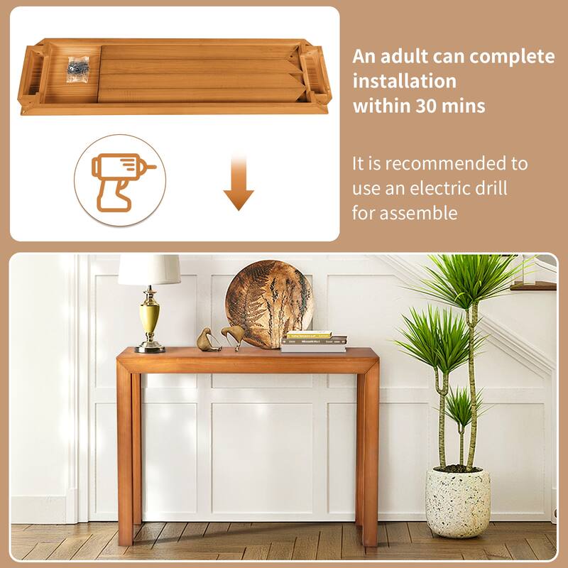 Pinewood Entryway Table Console with Sturdy Surface 220 lbs - 46.1 x 11.8 x 31.9 in
