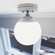 preview thumbnail 1 of 6, Hunter Hepburn 1-Light Flush Mount Ceiling Light - Bedroom, Bath, Entry, Hallway - Damp-Rated - Vintage, Globe Light Brushed Nickel