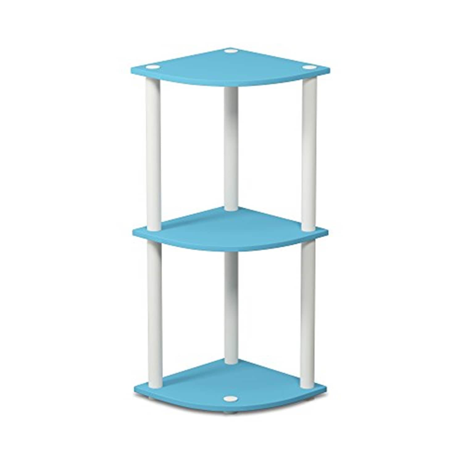 3 Tiers Wood Household Shelving Unit in Light Blue/White (11.6 in. W x 29.6 in. H x 11.6 in. D)