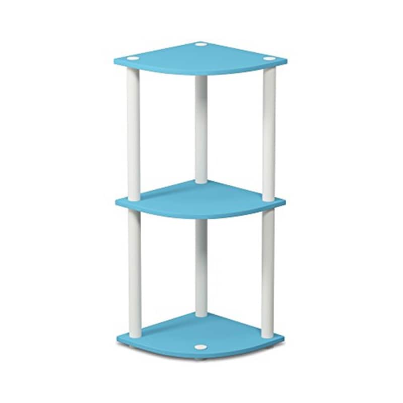 3 Tiers Wood Household Shelving Unit in Light Blue/White (11.6 in. W x 29.6 in. H x 11.6 in. D)