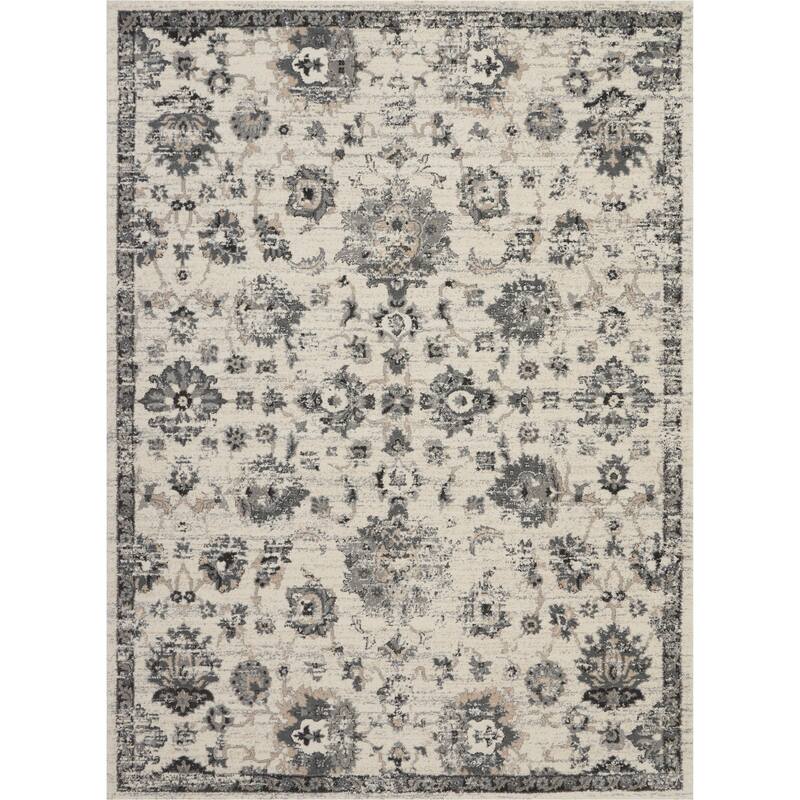 Distressed Floral Stain Resistant Soft Area Rug - 126' X '94' X '0.75