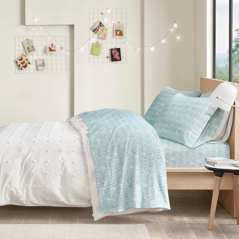 Intelligent Design Cozy Soft Cotton Flannel Printed Sheet Set