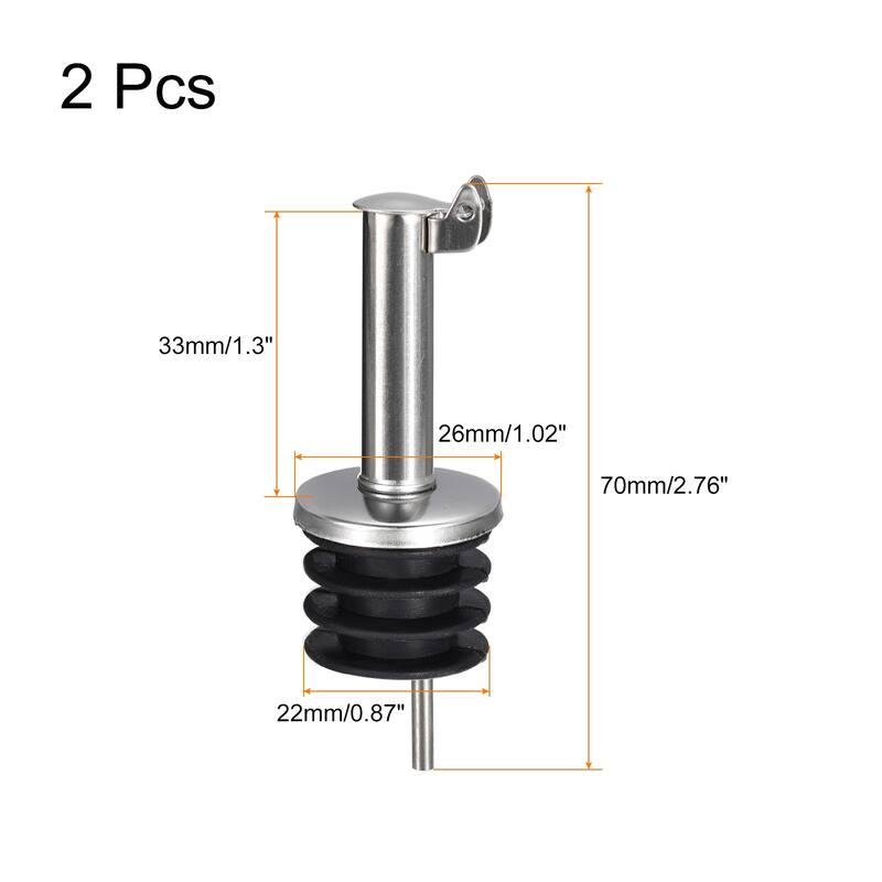 Stainless Steel Bottle Pourers, Auto Flip Olive Oil Spout - Black - 2Pcs