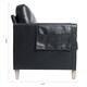 3 Seat Straight Row Black PU Leather Sofa w/ Sofa Covers & Side Pocket ...