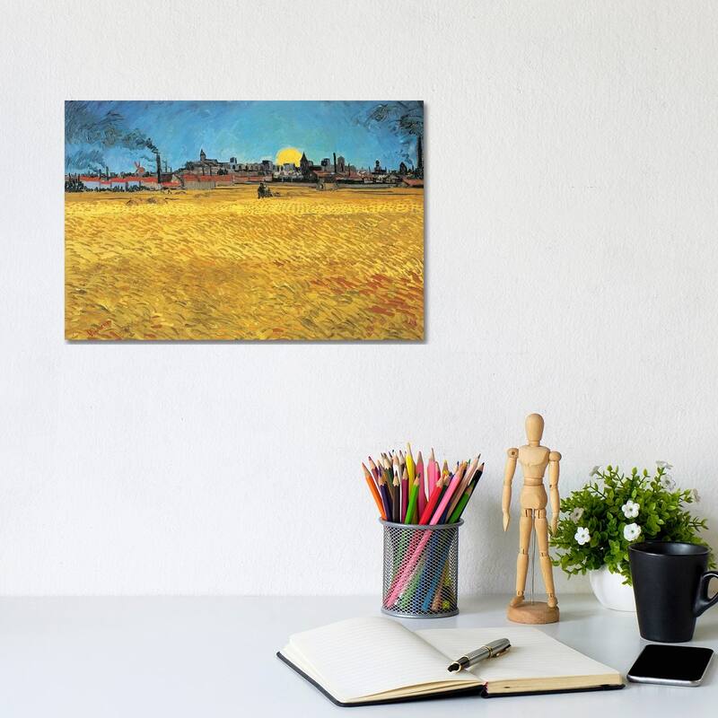iCanvas "Sunset - Wheat Fields Near Arles, 1888" by Vincent van Gogh Canvas Print - 8x12x0.75