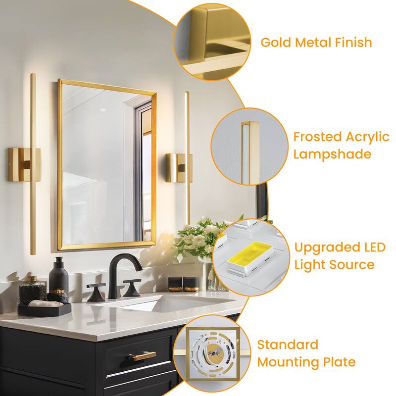 Modern Vanity Lighting Fixtures 24/30/39 inch Bathroom Vanity Lights Over Mirror Wall Sconce for Bathroom