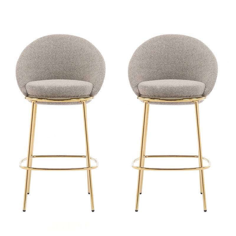 2PCS Fabric Round Metal Bar Stools