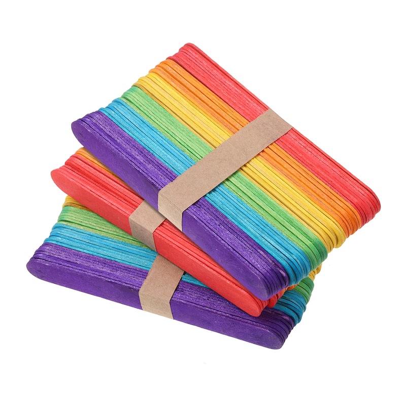 150Pcs Craft Sticks Ice Cream Sticks Wax Sticks for Craft Colored - Multicolor
