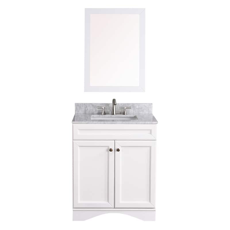 BATHLET 30 inch Bathroom Vanity Set with Carrara Marble Top Mirror