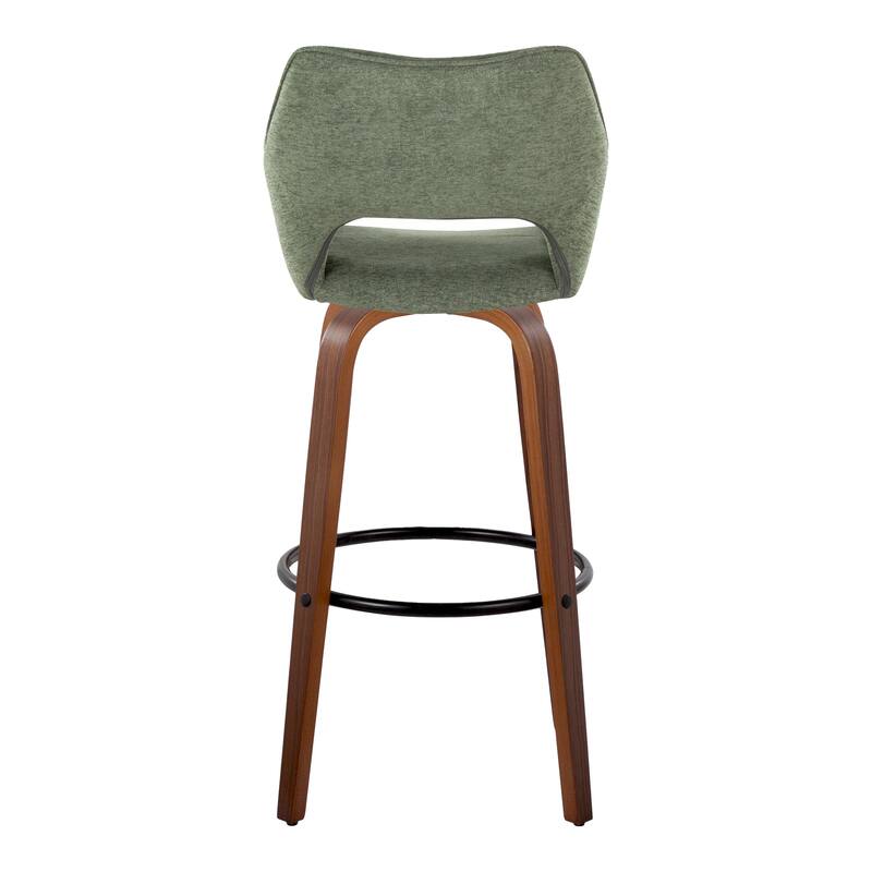 Porch & Den Mac 30" Fixed-Height Upholstered Bar Stool with Bent Wood Legs & Round Footrest (Set of 2)