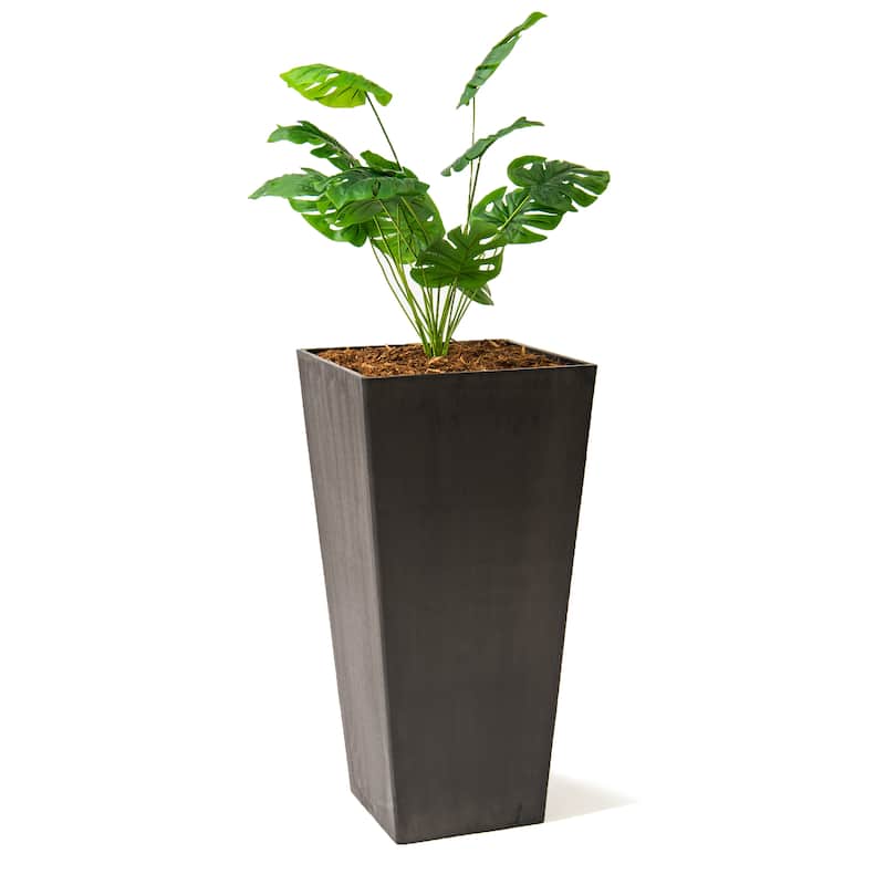 XBrand Modern Square Tapered Planter – 28" or 30" Tall, Indoor & Outdoor Use - 1 x 30"H - Black