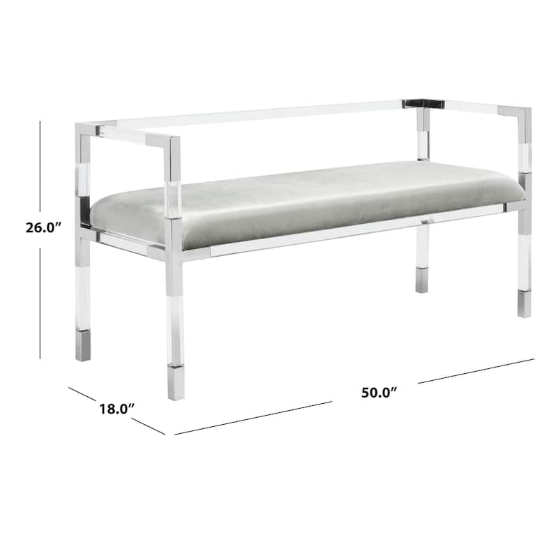 SAFAVIEH Couture Shakti Grey Acrylic Bench - 50Wx18Dx26H