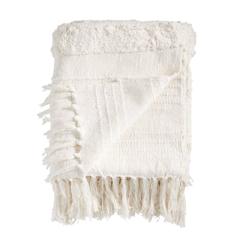 Boho Chic Tufted Throw with Tassels