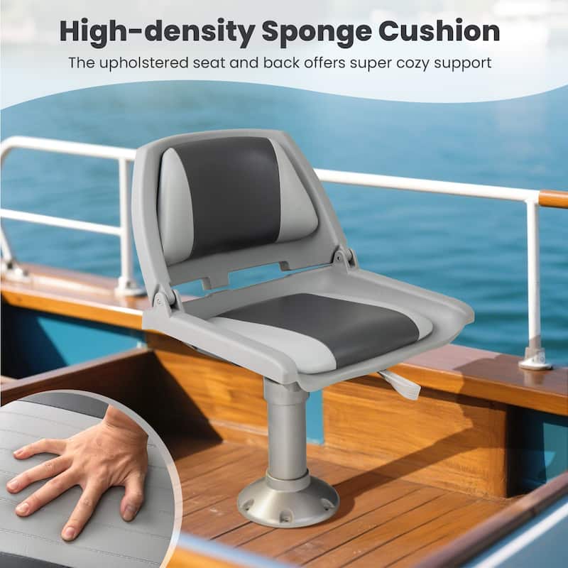 Gymax Folding Fishing Boat Seat w/High-density Sponge Cushion PVC