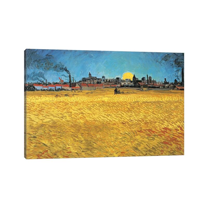 iCanvas "Sunset - Wheat Fields Near Arles, 1888" by Vincent van Gogh Canvas Print