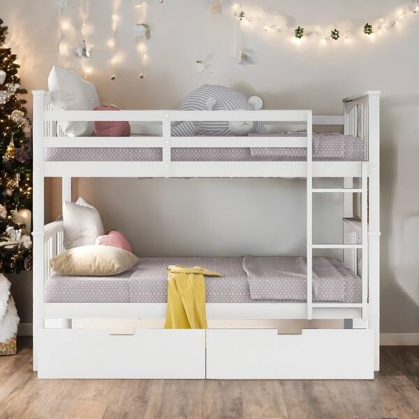 slide 2 of 12, Multifunctional Bunk Bed with Storage,Full over Full Bunk Bed with Drawers and Ladder for Bedroom, Guest Room Furniture White
