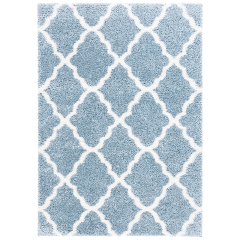 SAFAVIEH Tahoe Shag Etha Trellis 1.2-inch Thick Rug - 4' x 6' - Blue/White