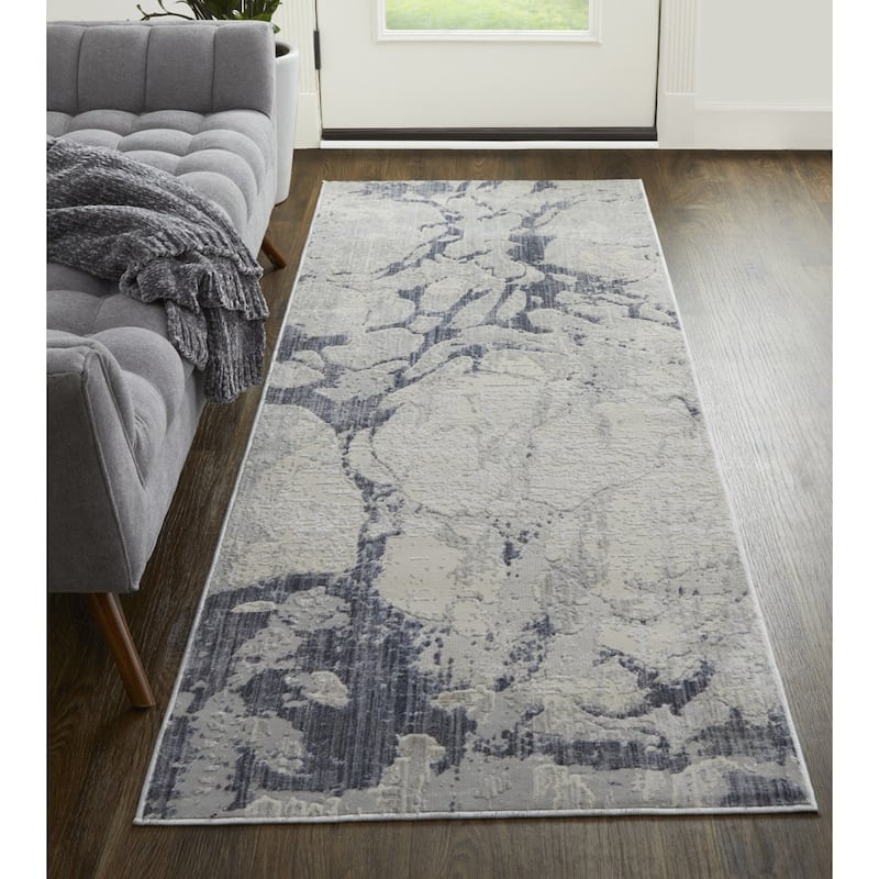 Wuseh Power Loomed Distressed Abstract Area Rug By HomeRoots - 12' Runner