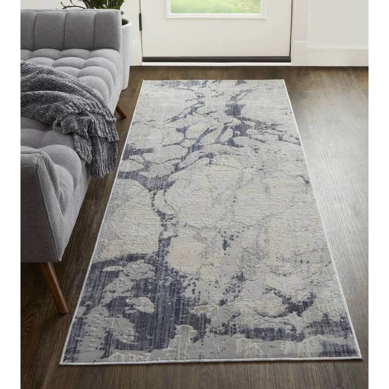 Wuseh Power Loomed Distressed Abstract Modern Non Skid Area Rug By HomeRoots - 10' Runner