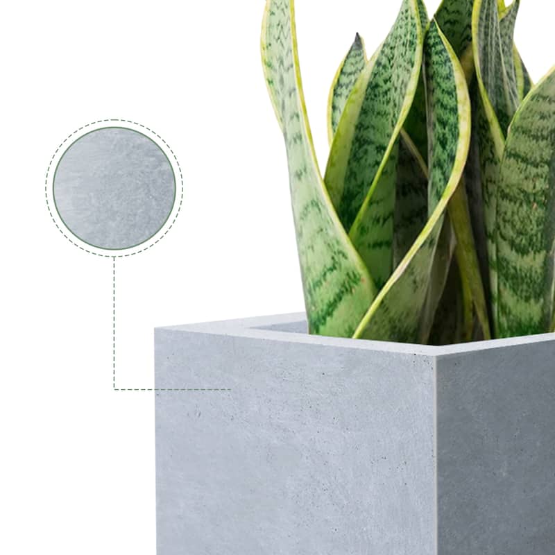 Durx-litecrete Lightweight Concrete Tall Square Cement Color Planter-Small - 9.1'x9.1'x12.6'