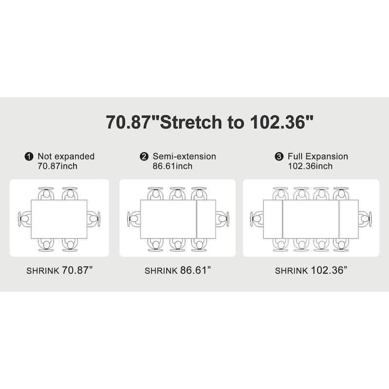 102.36 Inch Extendable Rectangular Sintered Stone Dining Table Seat For 8-10