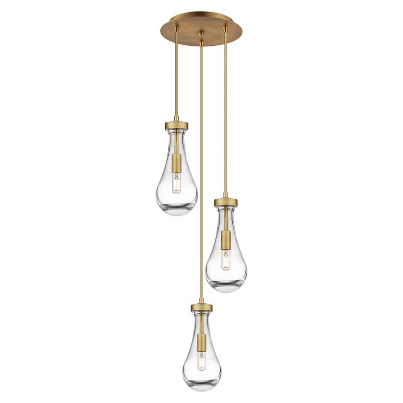 Innovations Lighting Owego - 3 Light 5" Cord Hung Multi Pendant - 10" Canopy - Clear/Brushed Brass