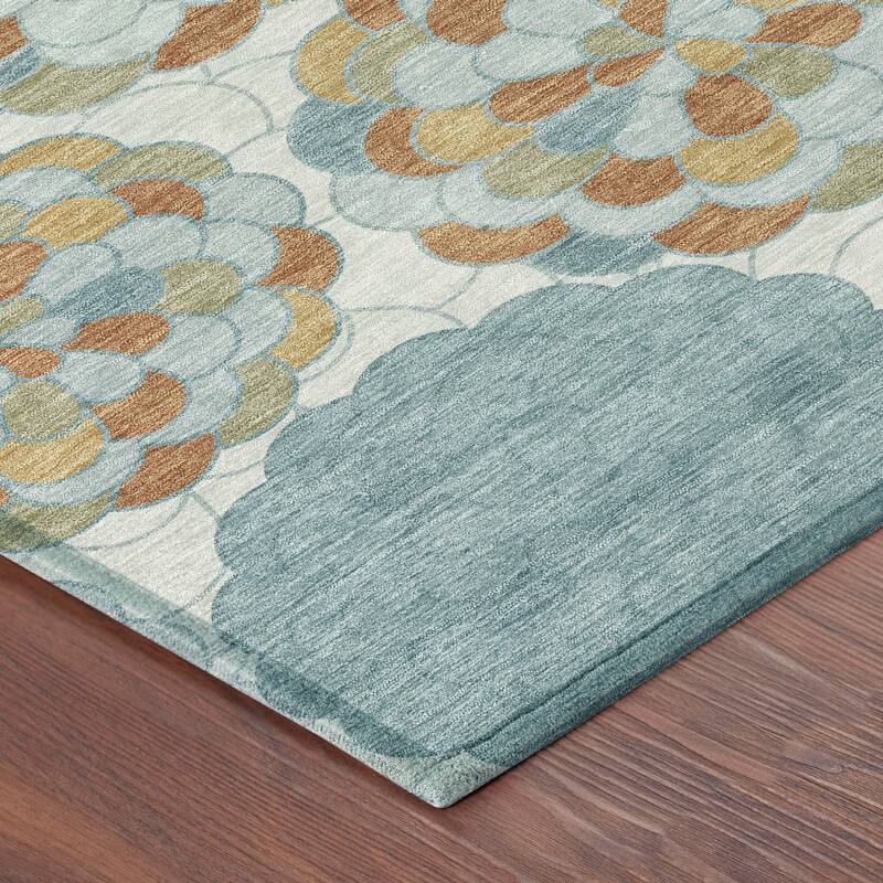 Machine Washable Indoor/ Outdoor Mosaic Cluster Chantille Rug