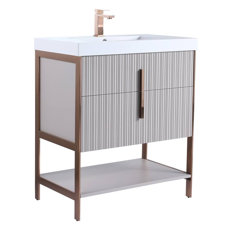 Fine Fixtures Serenity Modern Bathroom Vanity with Black Gel Acrylic Top