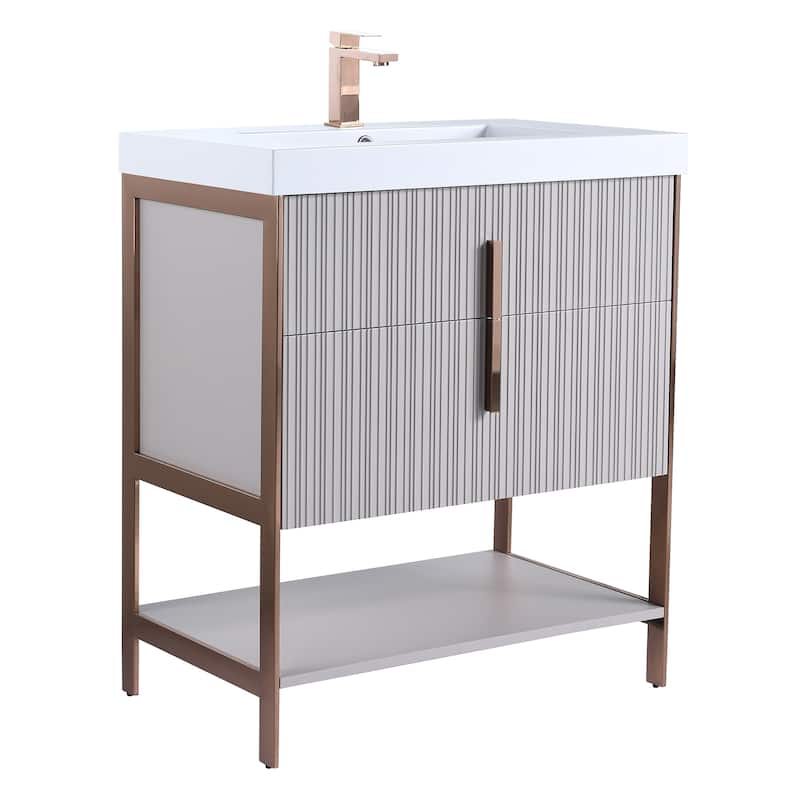 Fine Fixtures Serenity Modern Bathroom Vanity with White Gel Acrylic Top