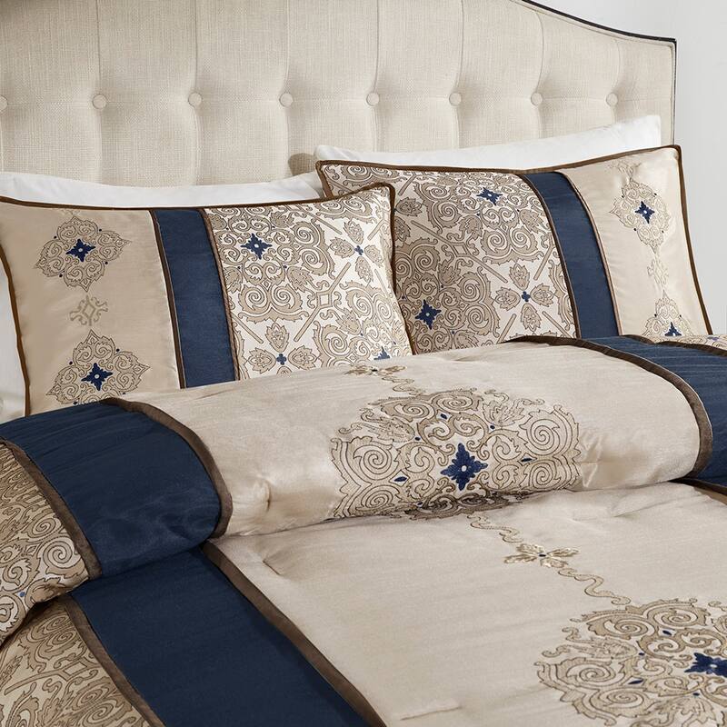GDF Studio - 7-Piece Jacquard Comforter Set with Decorative Pillows