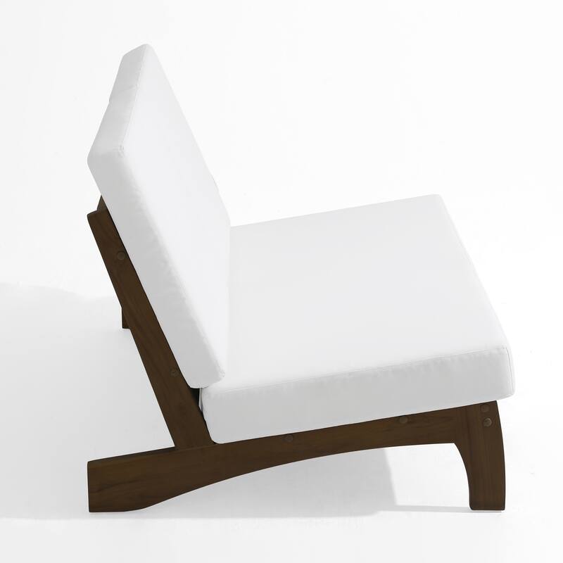 2-Piece Outdoor Teak Wood Loveseat Patio Set with Side Table