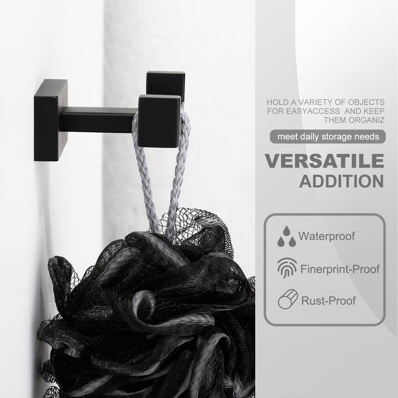 WOWOW Wall Mount Knob Double Robe/Towel Hook in Black