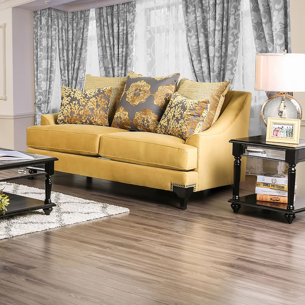 Gisc Contemporary Fabric Padded Nailhead Loveseat by Furniture of America