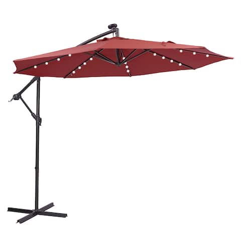 Solar LED Patio Outdoor Umbrella, Hanging Umbrella with 32 Lights