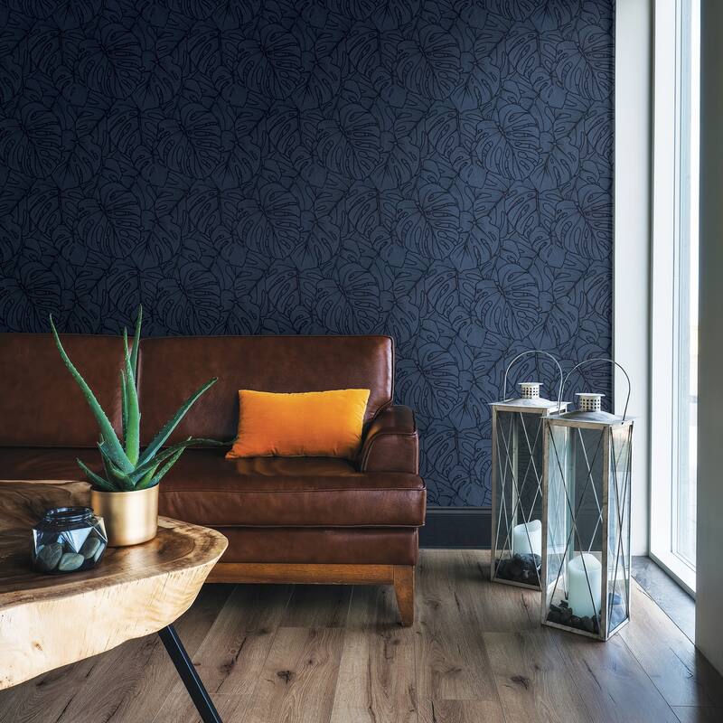Scott Living Balboa Indigo Botanical Wallpaper