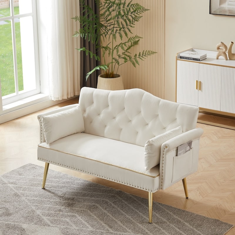 54.13" Velvet Loveseat Sofa with Wood Frame