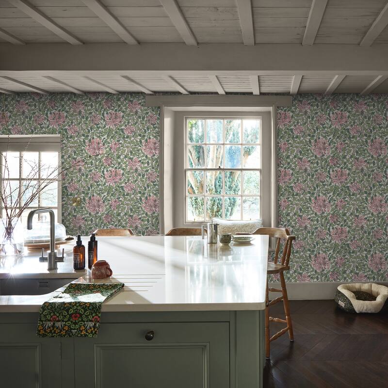 William Morris Honeysuckle Blossom Wallpaper