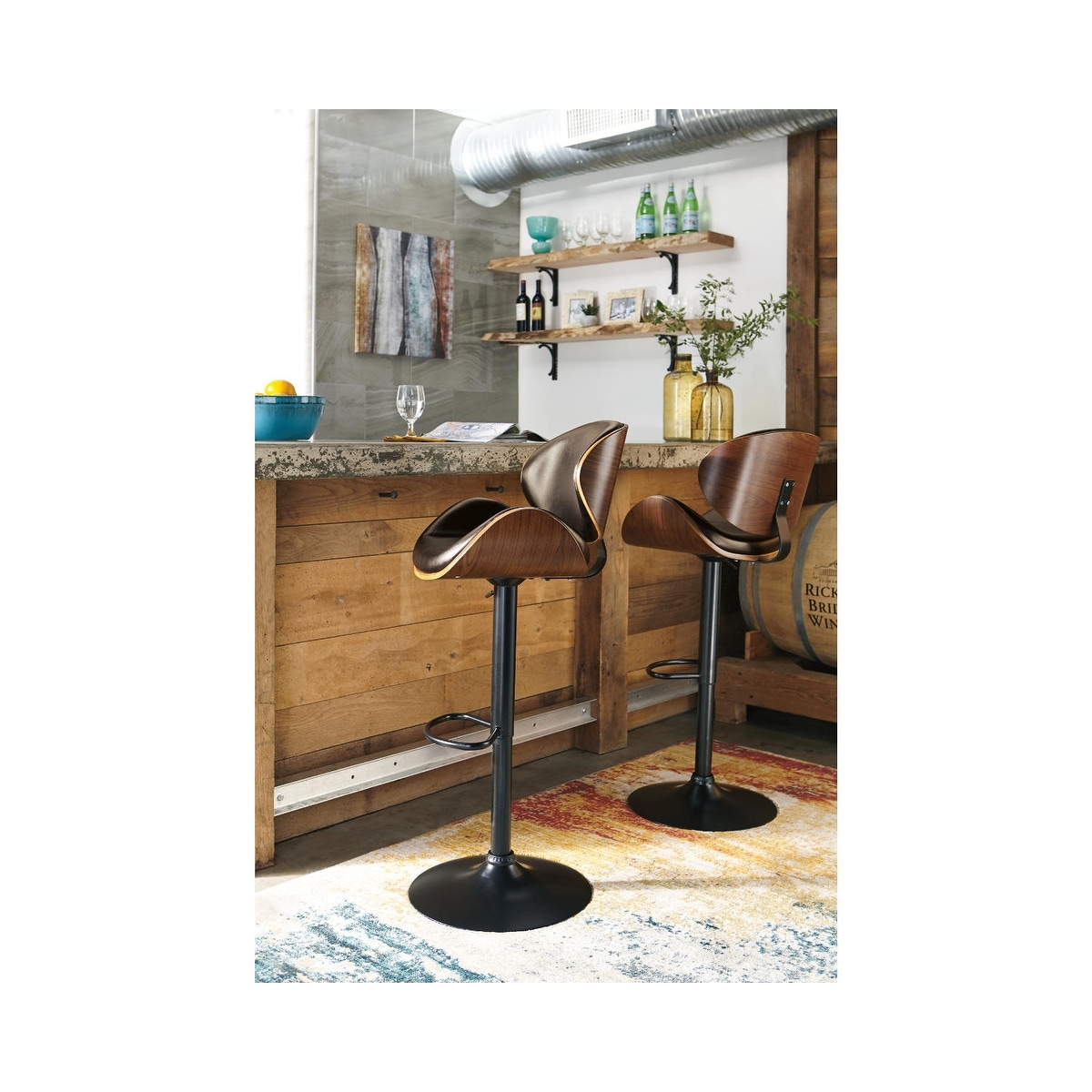 Strick & bolton harley adjustable matte black bar stool sale