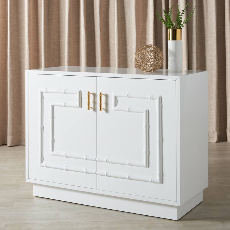 SAFAVIEH COUTURE Ruben Cabinet - 48"W x 20"D x 36"H - White/Gold