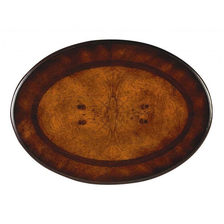 HomeRoots 26" Dark Brown And Cherry Manufactured Wood Oval End Table With Two Drawers - 18