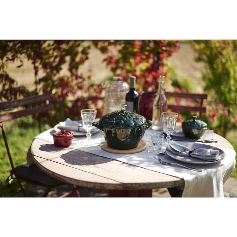 Staub Cast Iron 3-qt Artichoke Cocotte - Basil