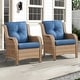 preview thumbnail 17 of 89, Outdoor Wicker High Back Club Chair with Cushions (Set of 2) Yellow/Blue