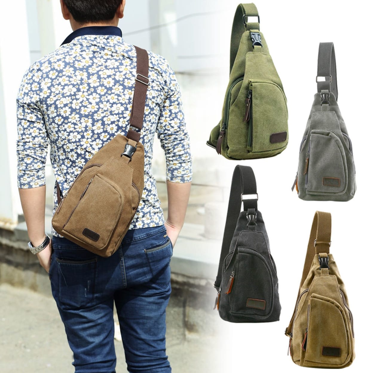 Men Canvas Satchel Military Shoulder Messenger Bag