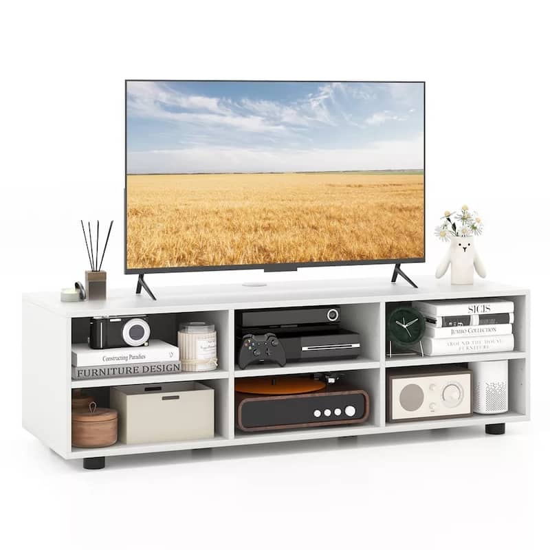6-Cubby TV Stand Coffee Table w/ 6 Storage Compartments White - 47 inches in width