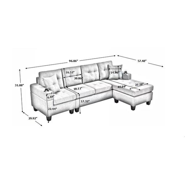 Lshape Corner Couch Modern Sectional Sofa Set Livingroom Right Facing