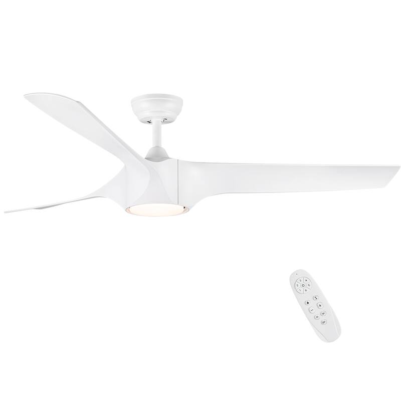 56 in. Matte White Indoor Ceiling Fan with Integrated LED Light Kit and Remote Control - 56 INCHES