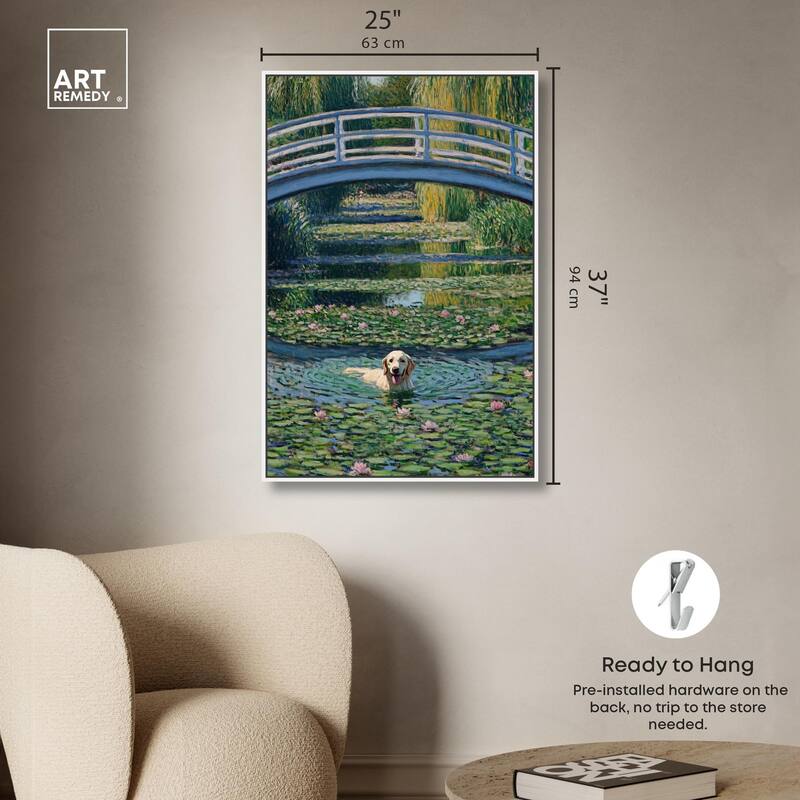 The Pond Under the Bridge Canvas by Art Remedy